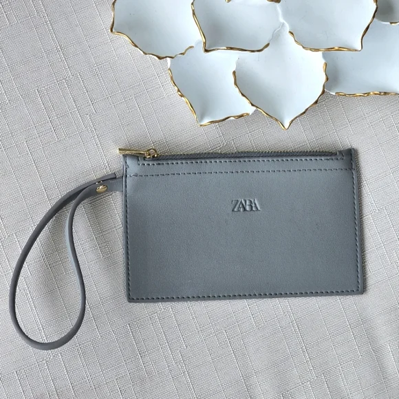 Zara Small Gray Skinny Wristlet Women's Coin Wallet - Picture 9 of 10